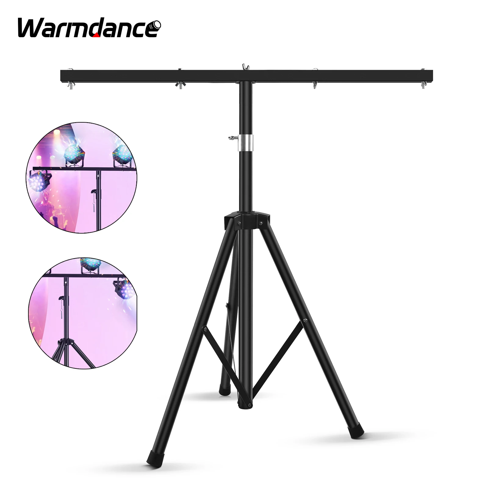 

Pro Audio DJ Adjustable Tripod Stand with Top T Bar for Stage Light for Par Cans Wash or Universal Lighting Fixtures