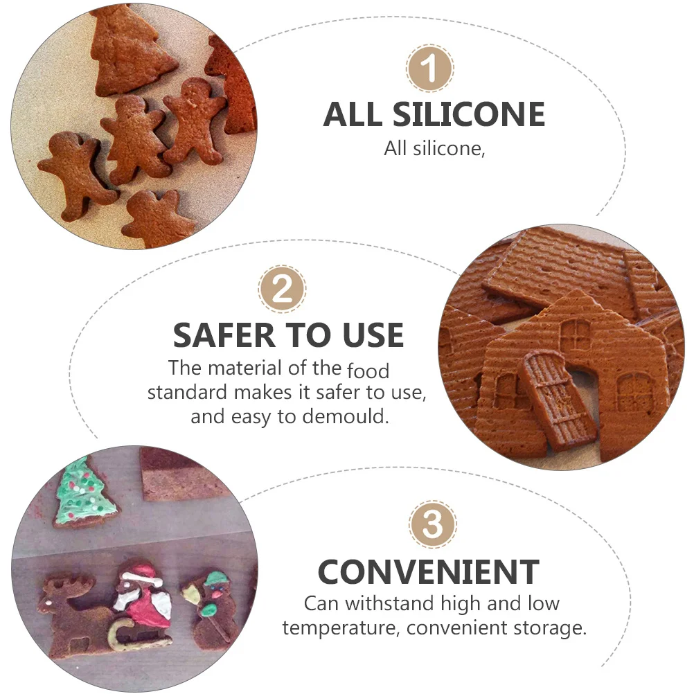 

3pcs Silicone Baking Mold Set Christmas Cake Pan Waterproof Oil Proof Microwave Oven Safe Diy Craft Art Mould