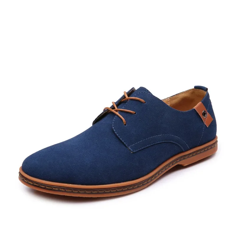 Chaussures en cuir suédé pour hommes, baskets décontractées Oxford, chaussures provoqué confortables, chaussures plates classiques, grande taille, printemps, taille 38-48