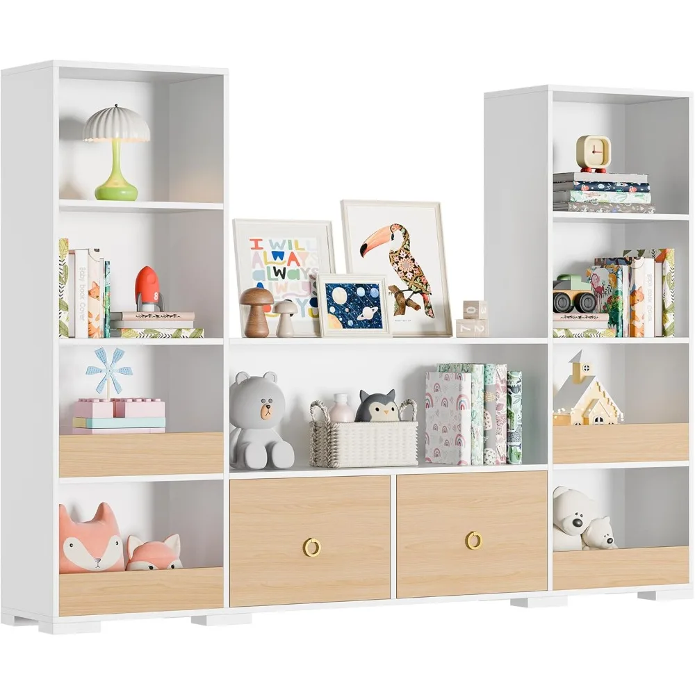 

Органайзер для хранения игрушек, 4-х уровневая детская книжная полка с ящиками, органайзер для хранения 9 кубов, книжный шкаф, шкаф для игрушек для игровой комнаты, детской,