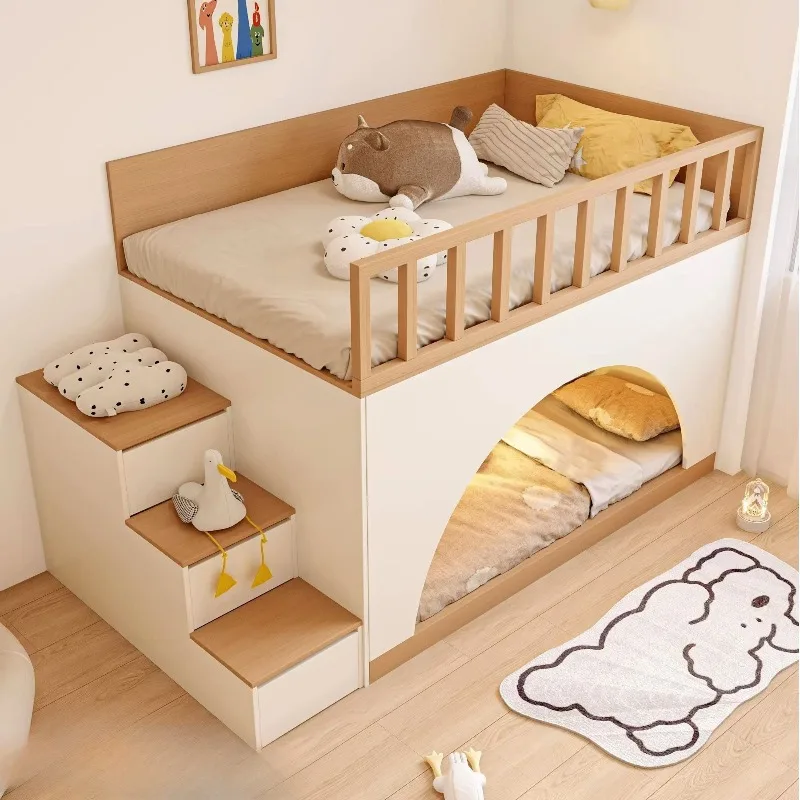 Children's room half-height bed, household two-layer bed, adult bunk, small bedroom, high and low bed, small apartment