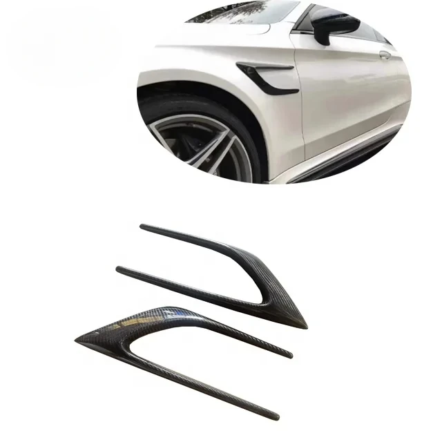 Front Bumper Trim Mudguard For Mercedes Benz C-Class W205 C63 CoupeCarbon Fiber U-style Side Separator