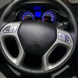 Hand Sewing Steering Wheel Cover Non-slip Interior Accessories Napa Leather Steering Wheel Braid For Hyundai 10-15 Ix35 Models