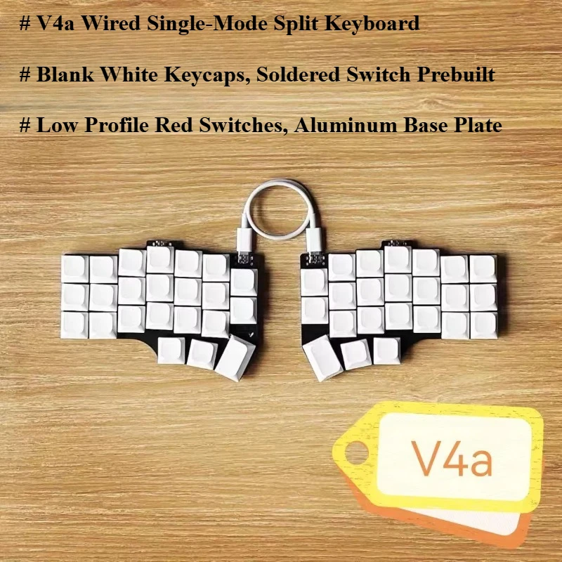 Corne V4a Wired Split Keyboard Customized Low Profile Red Soldered Switch RGB Split Mechanical Keyboard Ergonomics VIAL Keymap