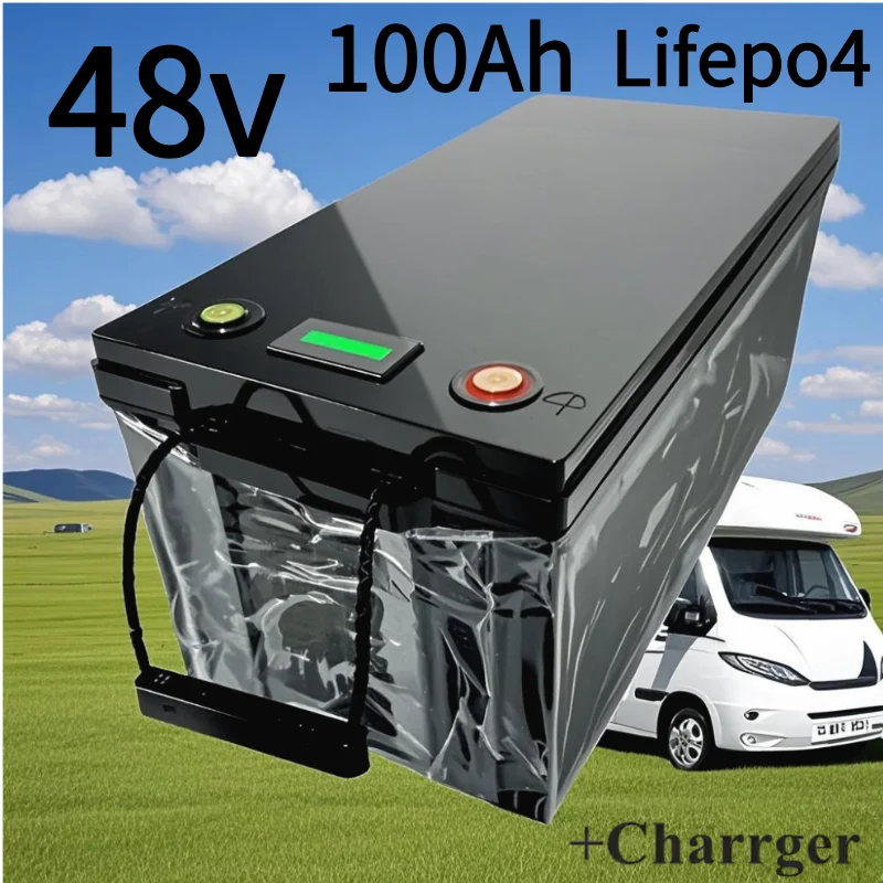 

lithium 48v 100AH lifepo4 battery with BMS for tricycle golf cart inverter Solar energy storage scooter +58.4V 10A charger