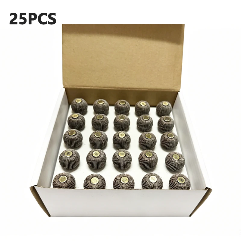 25 Stück Schleifpapier-Lamellenrad D20 Kugelform 6mm 60/80/120/180 Körnung Schleifkopf Schleifwerkzeug für Handbohrmaschine – Detail 5