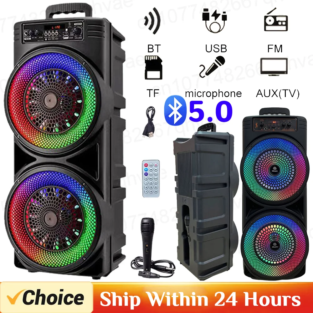 Bluetooth Speaker Portable Wireless Stereo Speaker Subwoofer High Power Home Karaoke Support USB/TF/AUX/FM/BT/MIC Loud Boombox