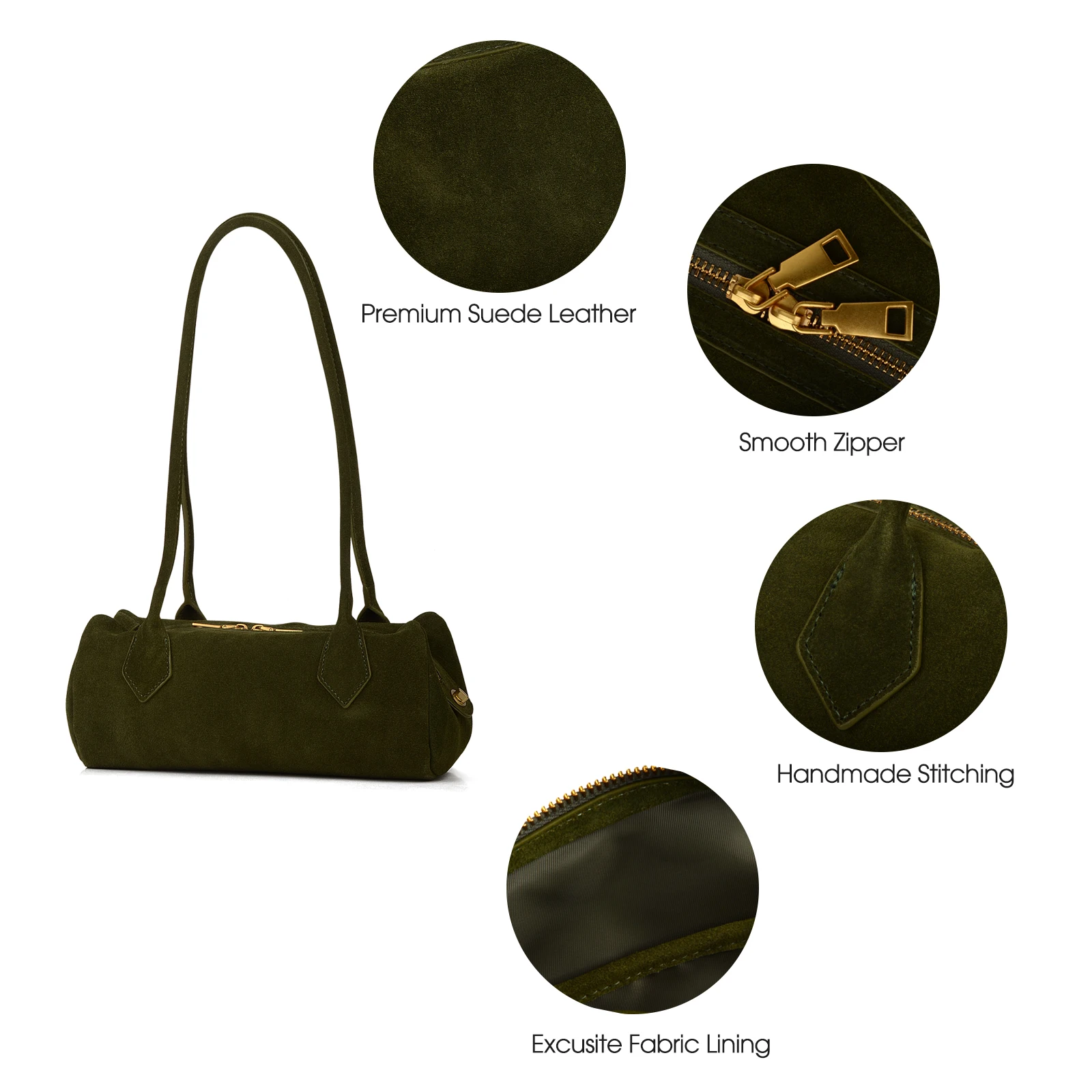 Donna-in Genuine Top Layer Suede Shoulder Bag Pen Container Shape Underarm Handbag Fashion Commute — zdjęcie 5