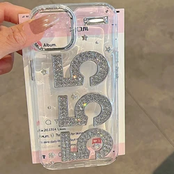 Cute 3D Glitter Rhinestone star Epoxy Clear Phone Case For iPhone 15 14 13 12 11 Pro Max Plus Plating Lens Protection Back Cover