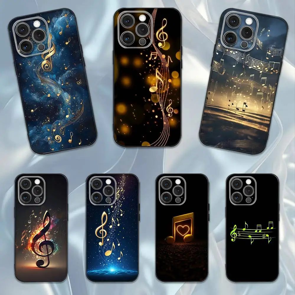 

Musical Note Music Phone Case For iPhone 16e,16,15,14,13,12,11,Pro,X,XS,Max,XR,Plus,Mini Soft Black Cover