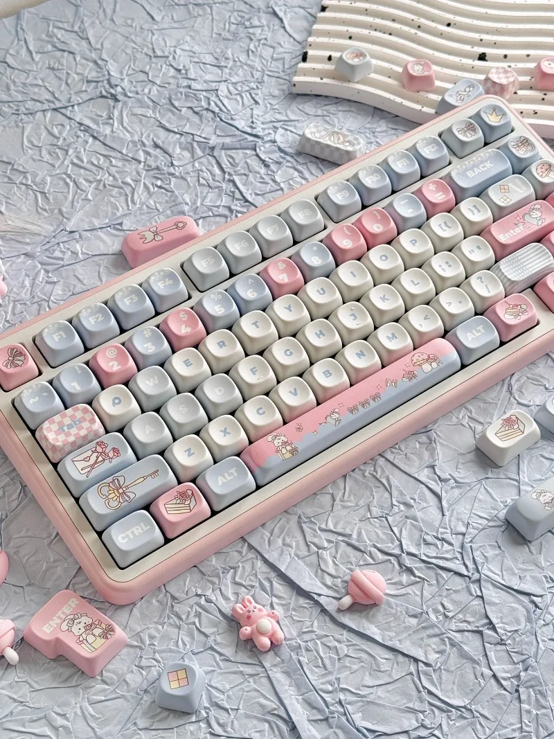 Original Kawaii Pink Keycap MOA Profile Personalized PBT Keycaps Cutsom Key Cap for Mechanical Keyboard MX Cross Swtich