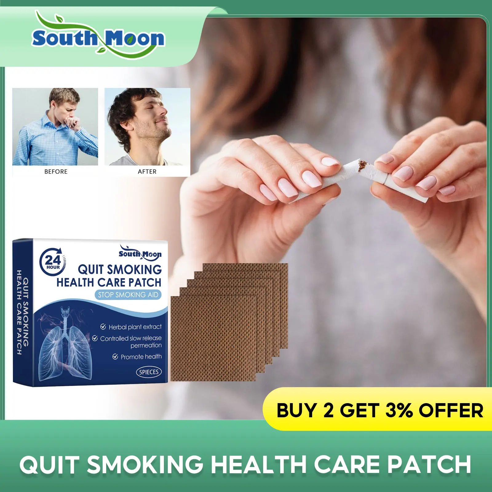 

Natural Herbal Quit Smoking Plaster Eliminate Smoking Desire Smoke Control Patch Relieve Withdrawal Anxiety Stop Smoking Sticker