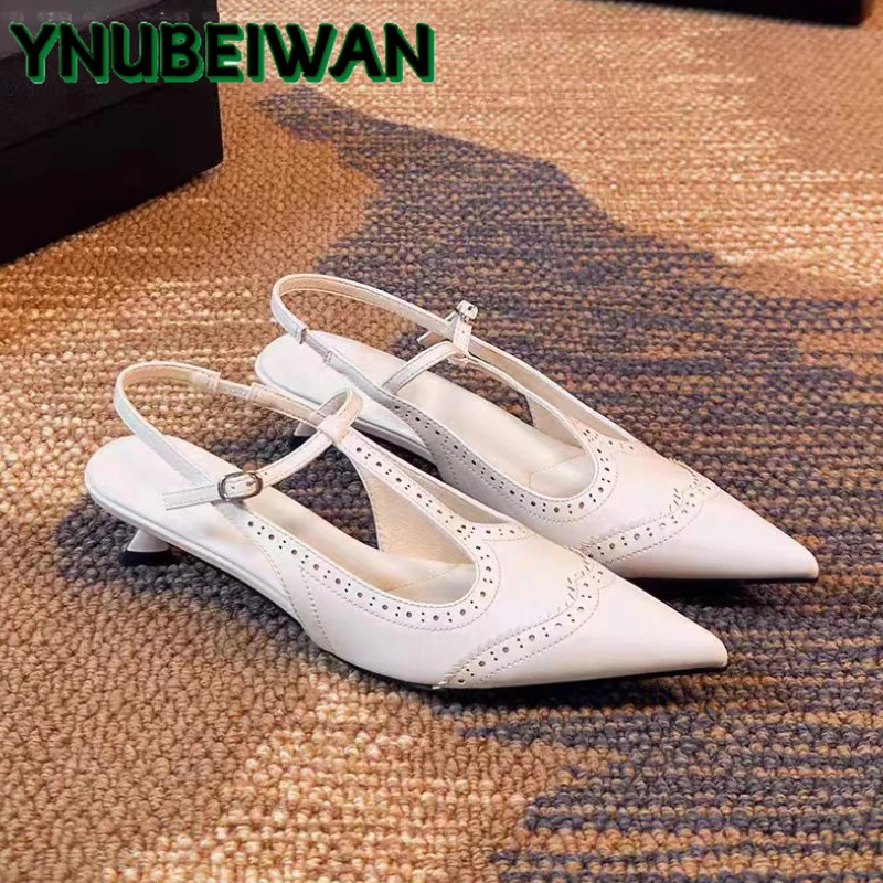 

Women Sexy Pointed Toe Sandals Heeled Shoes Summer Party 2025 New Slippers Designer Dress Woman Trend Slingback Pumps Zapatillas