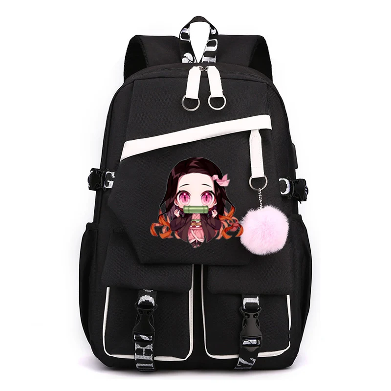 Kamado Nezuko Demon Slayer School Bags Cartoon Lightweight Backpacks Girls Boys Students Portable Laptop Teens Mochilas