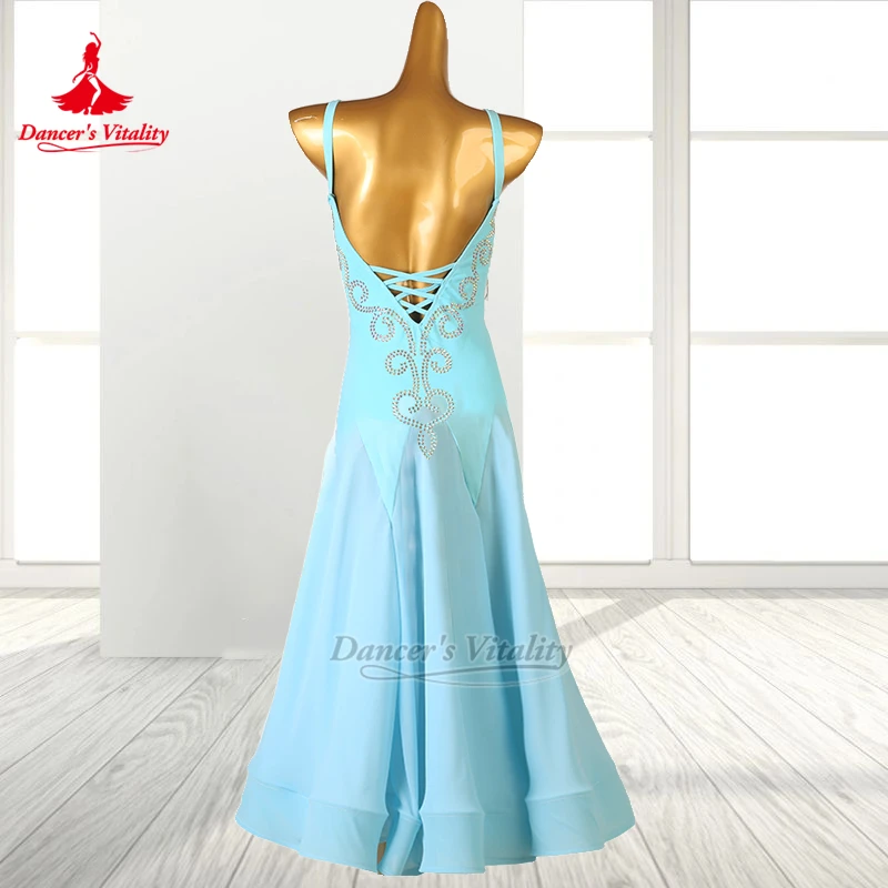 社交ダンス ノースリーブ バックレス トレーニング パフォーマンス モダン ドレス 大人用 フォックストロット ワルツ 衣装 カスタマイズ ダンサーの活力