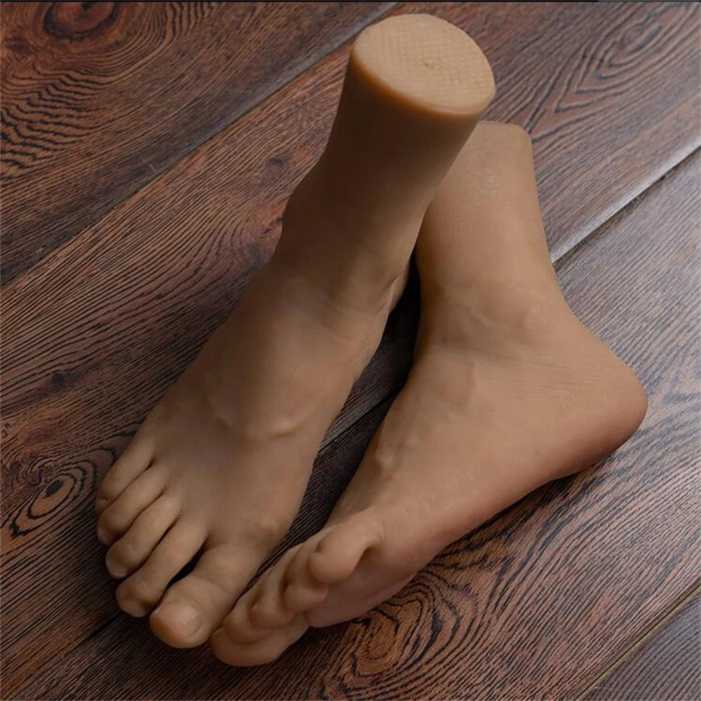 Real Silicone Foot Mannequin for Male, Blood Vine, Photography, Silk Stockings, Jewelry Model, Soft Doll, TPE Silica Gel, F013