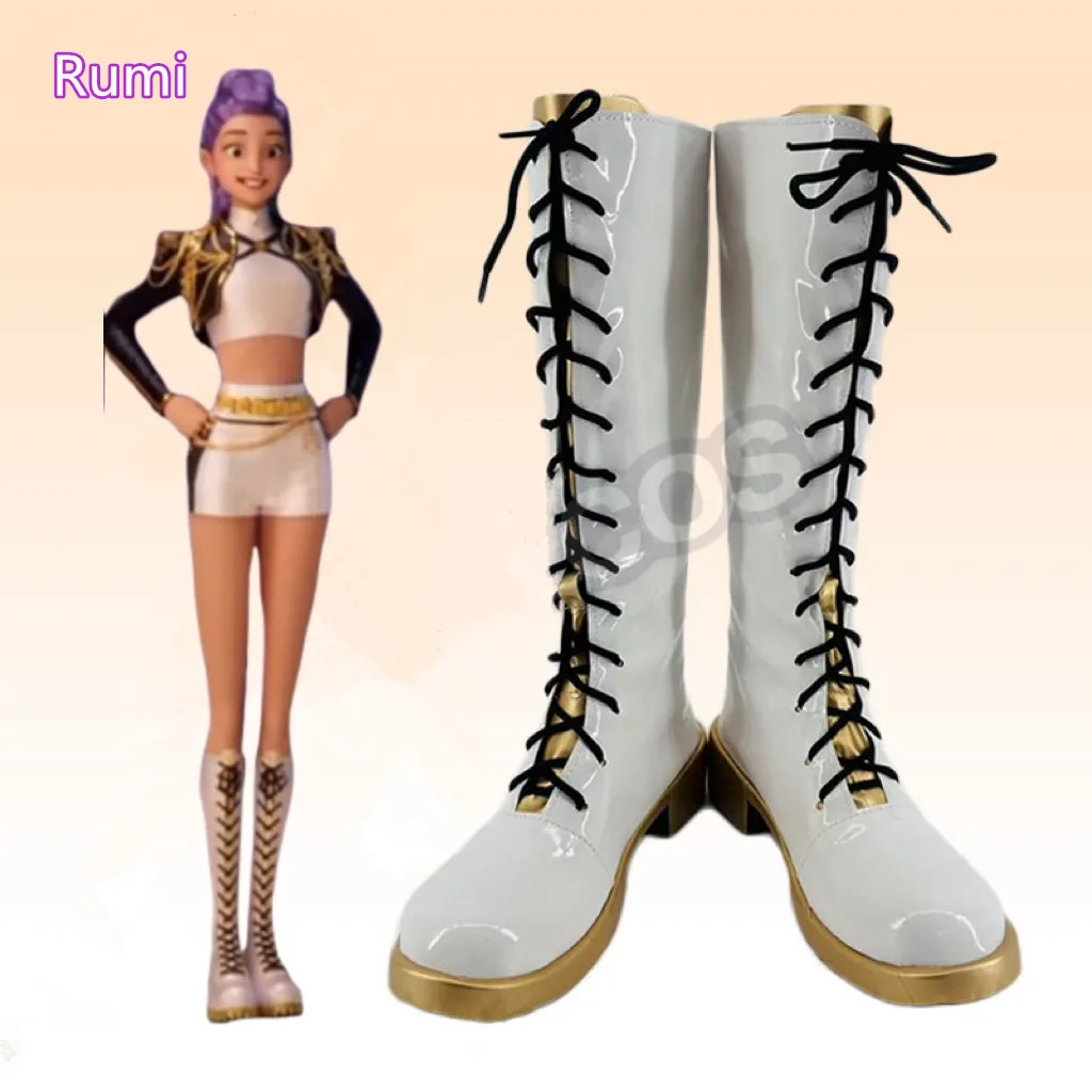 Buty do cosplayu Demon Hunters HUNTR/X Zoey Rumi, czarno-złote, taneczne, na Halloween, karnawał, dla dzieci.