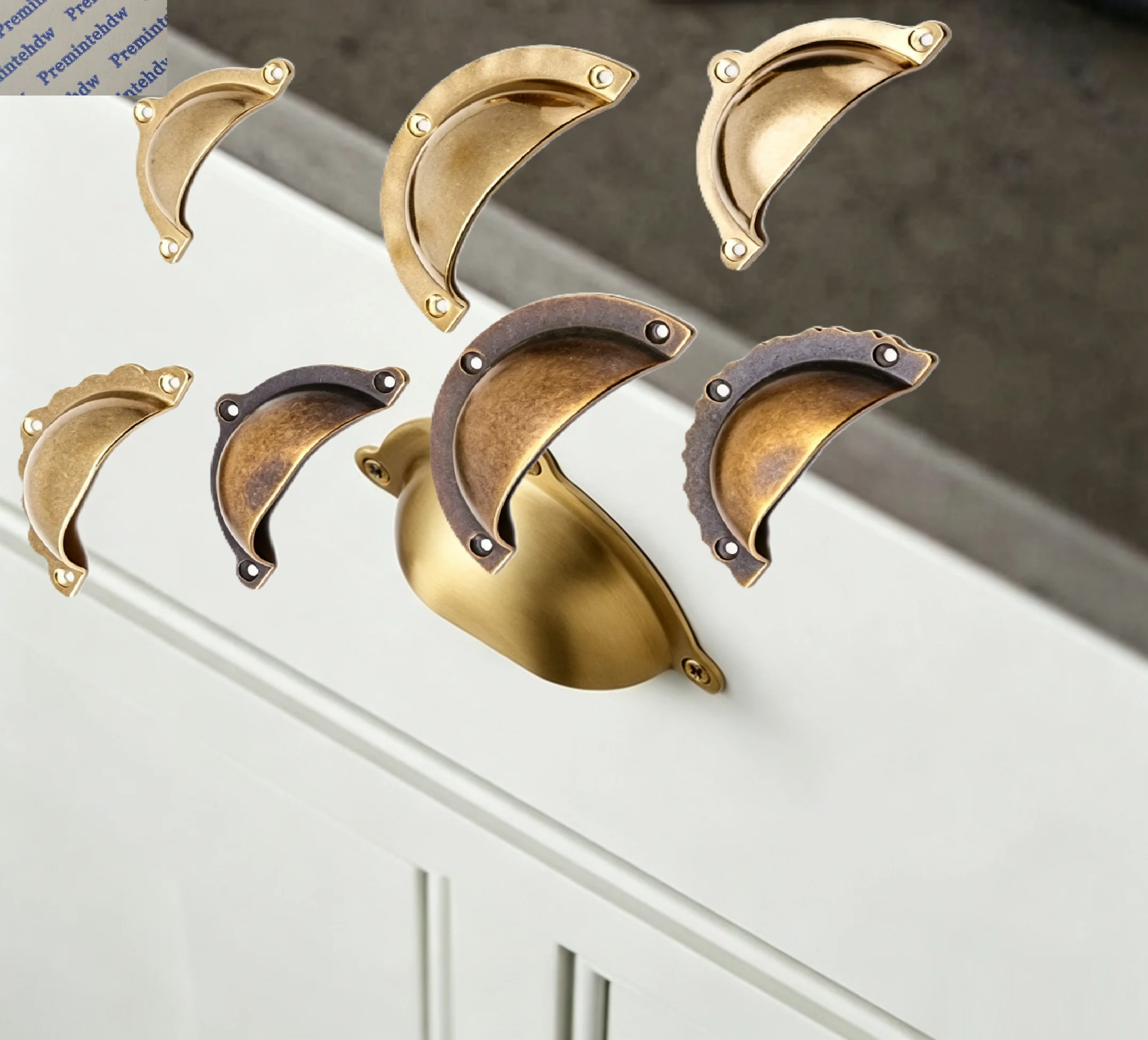 

4Pcs Solid Brass Cabinet Cup Pulls Handle Antique