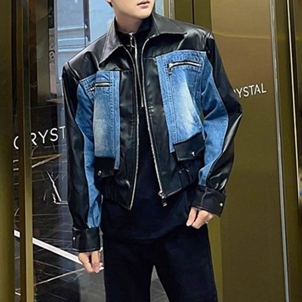 

Autumn New Men's Patchwork Long-Sleeved Jacket American Retro Fashion Trend High Street Loose Casual Niche Men's Tops 2025