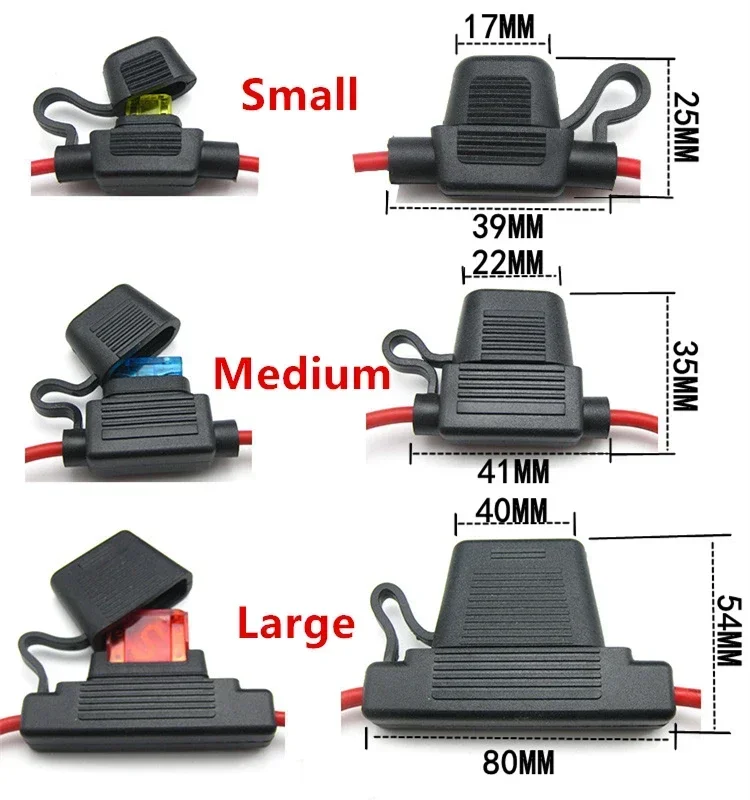 กันน้ํา 32V Mini ขนาดกลางผู้ถือฟิวส์อัตโนมัติ 18/16/14/12/10AWG และรถใบมีดฟิวส์ 2A 3A 5A 7.5A 10A 15A 20A 25A 30A 35A 40A