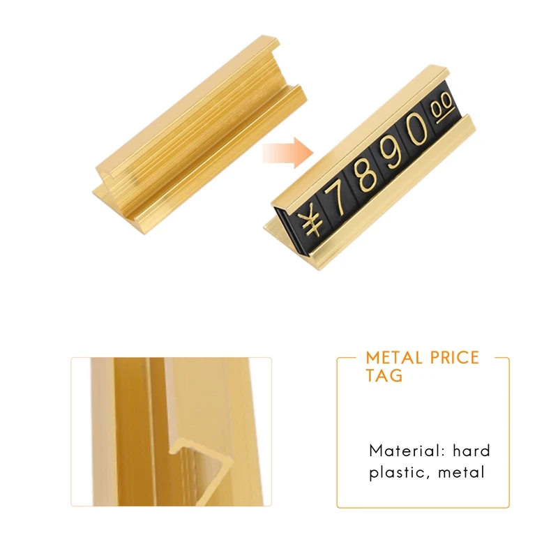 Étiquettes de prix en métal doré, chiffres arabes, 19 groupes