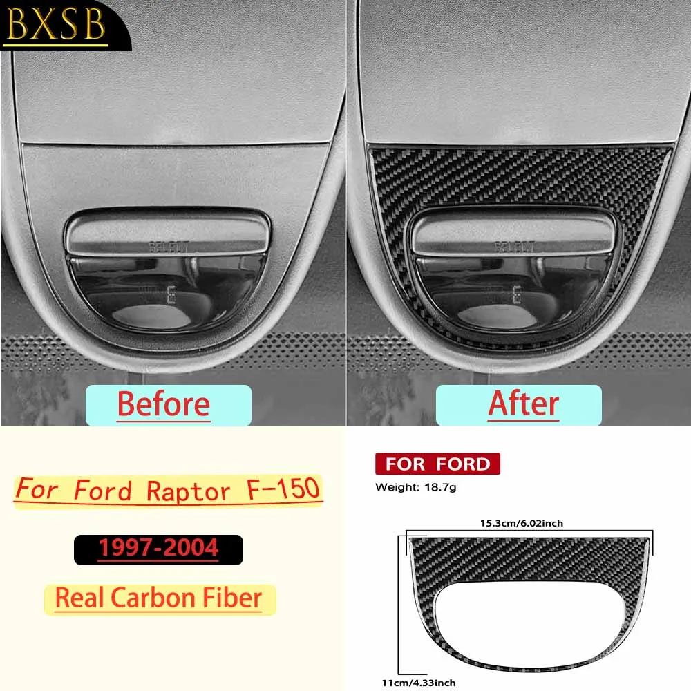 For Ford Raptor F-150 1997-2004 Car roof Lower digital Display Panel Trim Real Soft Carbon Fiber Interior Accessories Sticker