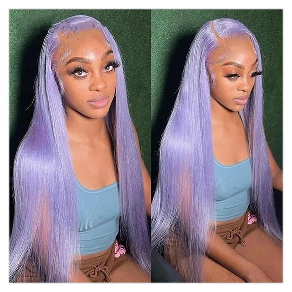 Light Purple Straight Human Hair Wig Brazilian Raw Hair 13x6 HD Lace Frontal Wig Pre Plucked 613 Human Hair Wigs For Black Women