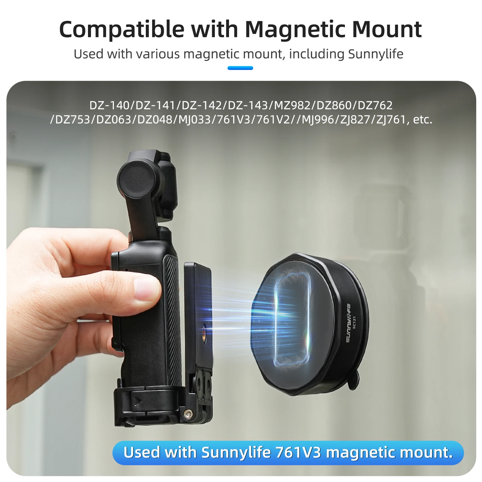 Sunnylife Podstawa Montażowa z Przyssawką do Osmo Pocket 4 3, Obrotowa, Stabilny Uchwyt Samochodowy, Akcesoria do Kamer Sportowych/Insta360/GO Ultra