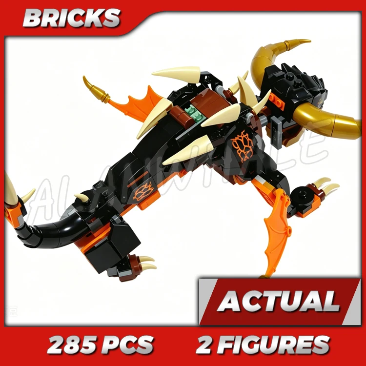 

285pcs Shinobi Cole's Earth Dragon EVO Golden Wings 6-legged Bone Scorpio Warrior 68782 Building Kits Toy Compatible With Bricks