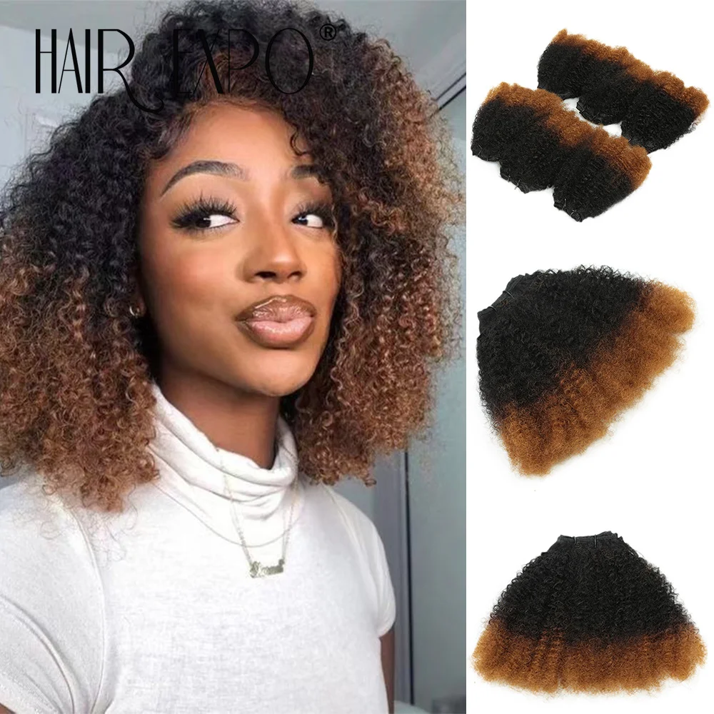

6PCS Afro Kinky Curly Hair Bundles 8" Synthetic Hair Weft Curly Weave Ombre Protein fiber Marley Twist Braiding Hair Extensions