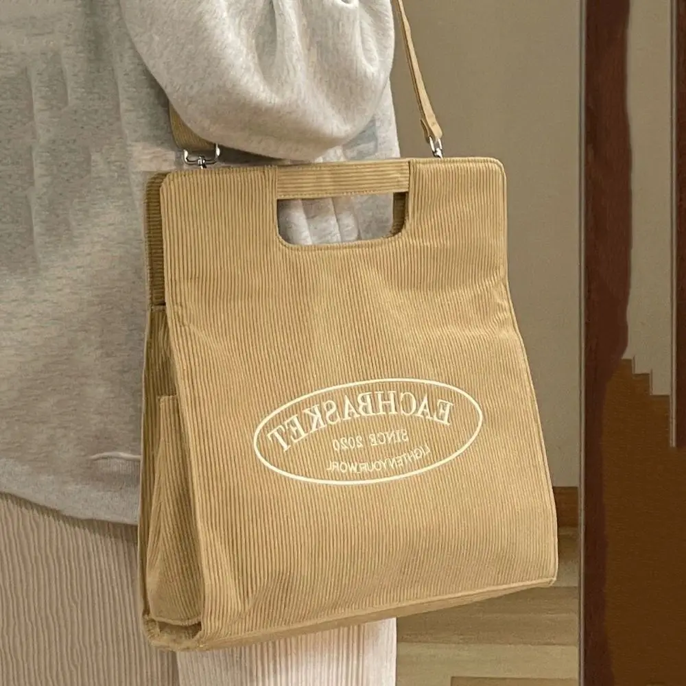 

Вельветовая женская сумка на одно плечо, корейская модная дорожная сумка с карманами, большая вместительная сумка через плечо, студенческая сумка