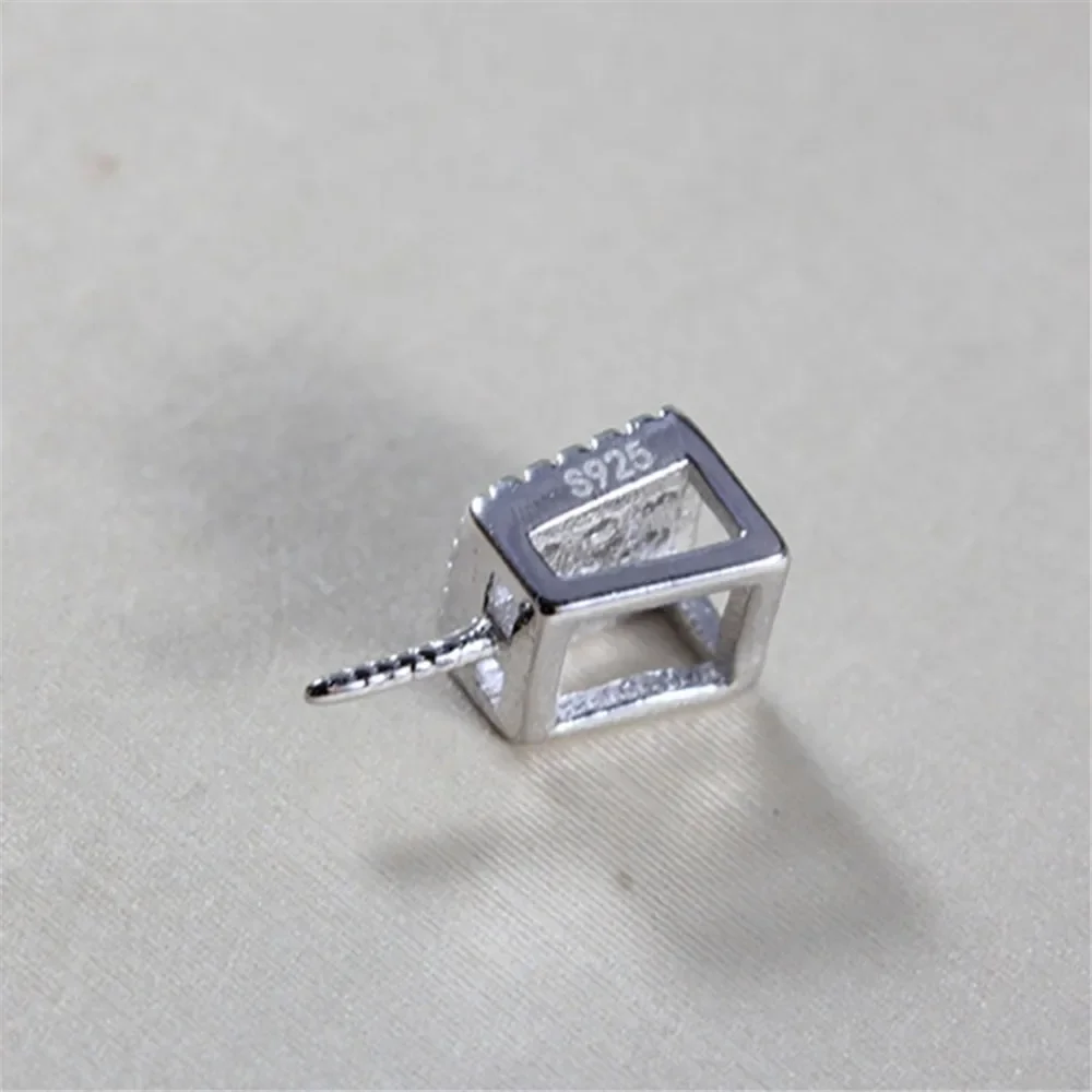 

S925 Sterling Silver Pearl Pendant Setting, DIY Empty Bezel Cup Jewelry Supplies for Craft Making, Hollow Prong Pendant Findings
