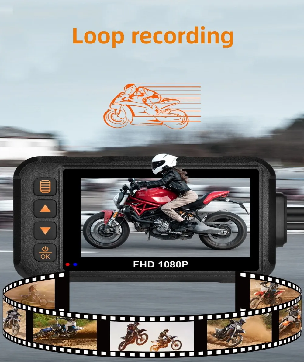 Motorcycle DVR Dash Cam Full HD Front Rear 90+120 Degree Angle View 3inch Waterproof Camera G-Senser Logger Recorder Box