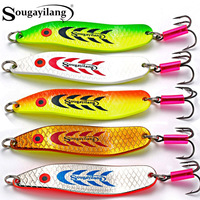 Sougayilang Metal Strong Hard Lure Spinner Spoon 5 Colors Fishing Lures Artificial Popper Crank Shark Bait Saltwater Tackle Tool