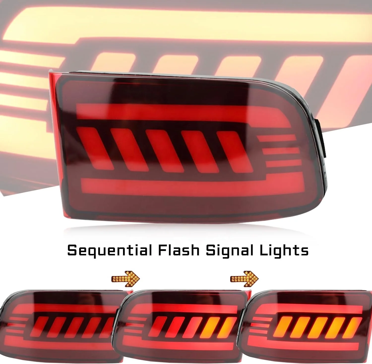 Red Lens LED Rear Reflector Bumper Fog DRL Brake Light Turn Signal Lamp Assembly for Toyota 4 Runner 2003-2005