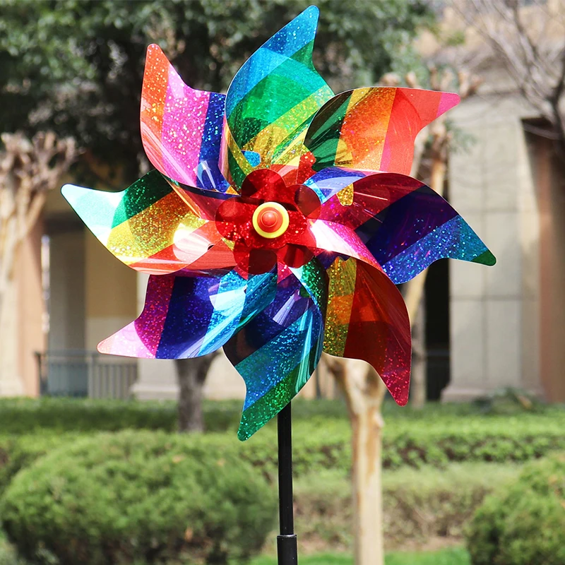 Garden Yard Windmill Wind Spinner Ornament Decoration Kids Toys Balcony Viewing Plastic Party Outdoor Decoration Colorful