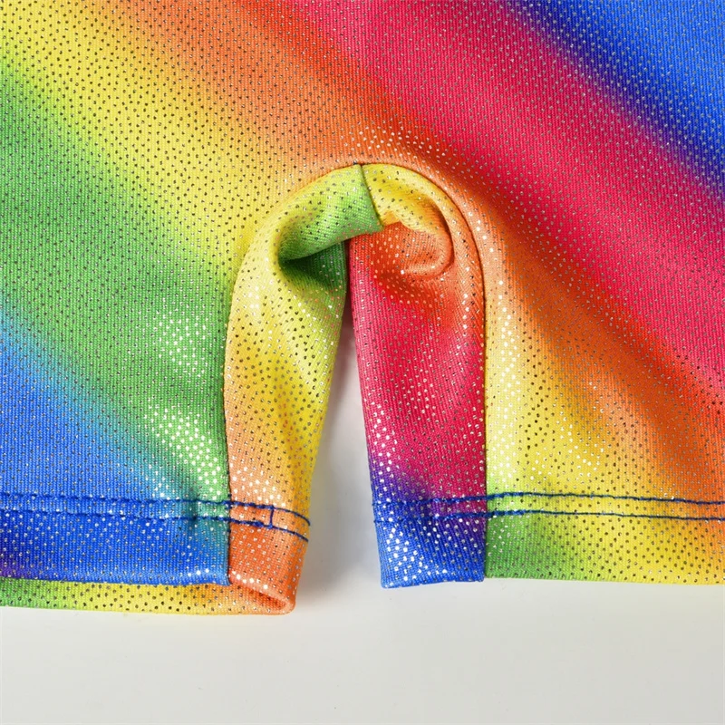 Hete Verkoop Nieuwe Komende Hoge Kwaliteit Spandex Kids Meisjes Kinderen Regenboog Mouwloze Ritmische Gymnastiek Dragen Unitards