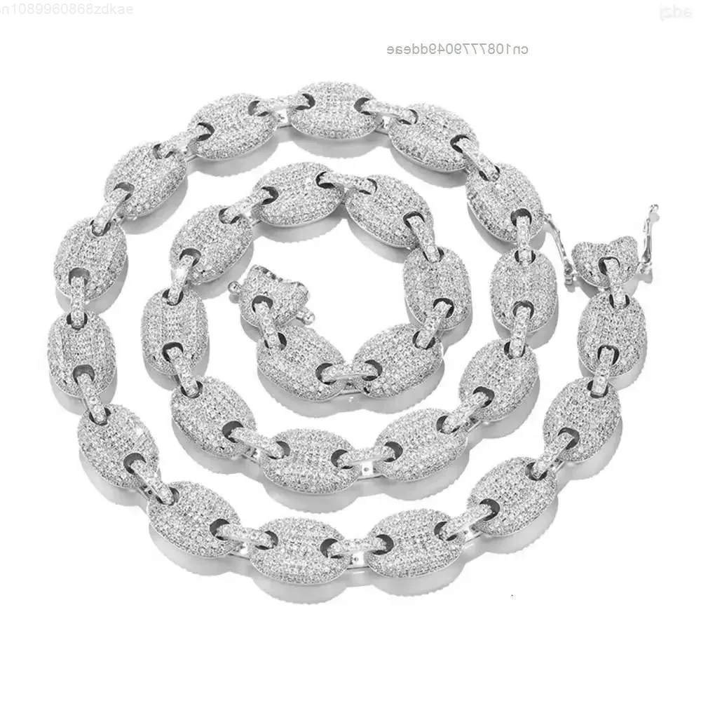 

De Vvs1 Dazzling Moissanite Fashion Fine Jewelry Stylish 925 Sterling Silver Coffee Bean Pig Nose Chain Necklace
