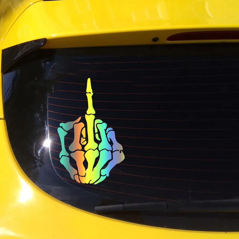

Skull Skeleton Bone Middle Finger Flipping Off Vinyl Decal Car Sticker Waterproof Auto Decors for Bumper Rear Window