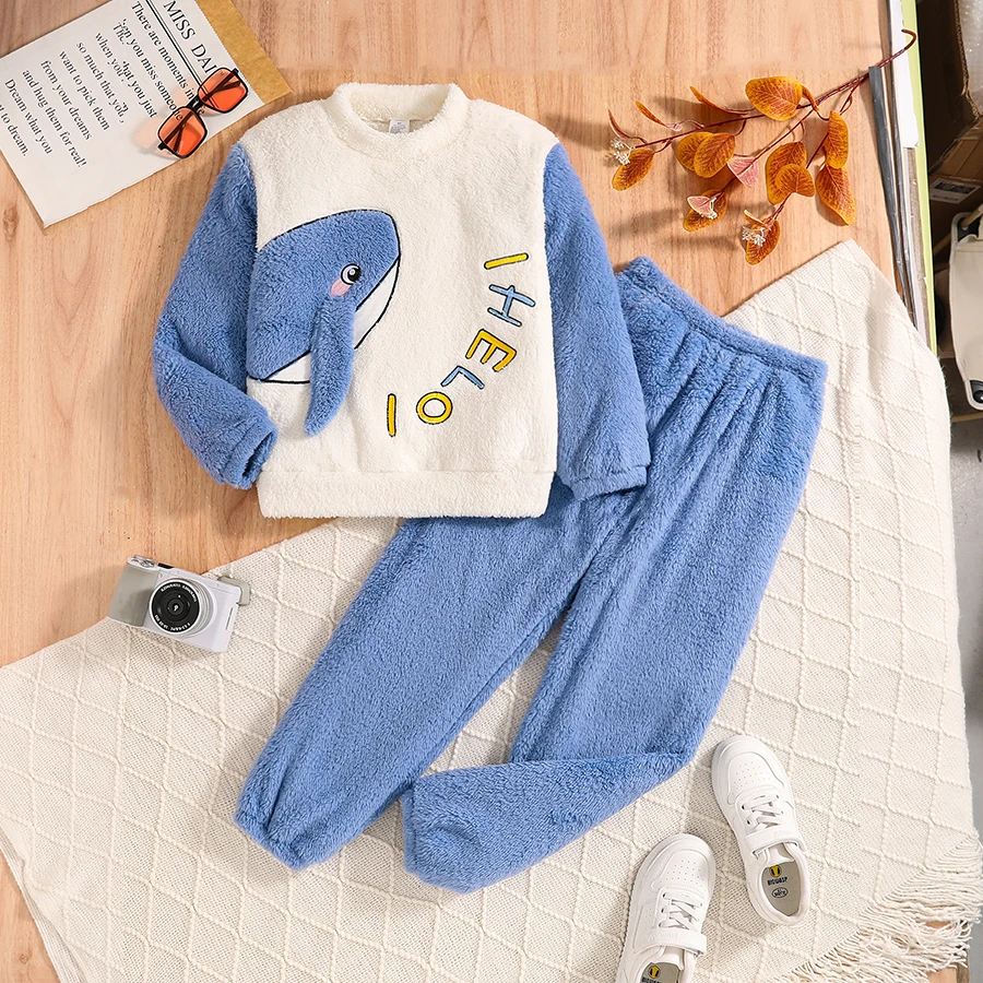 

Детский осенний Удобный домашний комплект из 2-х предметов для мальчиков бархатный костюм с круглым вырезом и длинными рукавами и длинными бархатными брюками-голубые