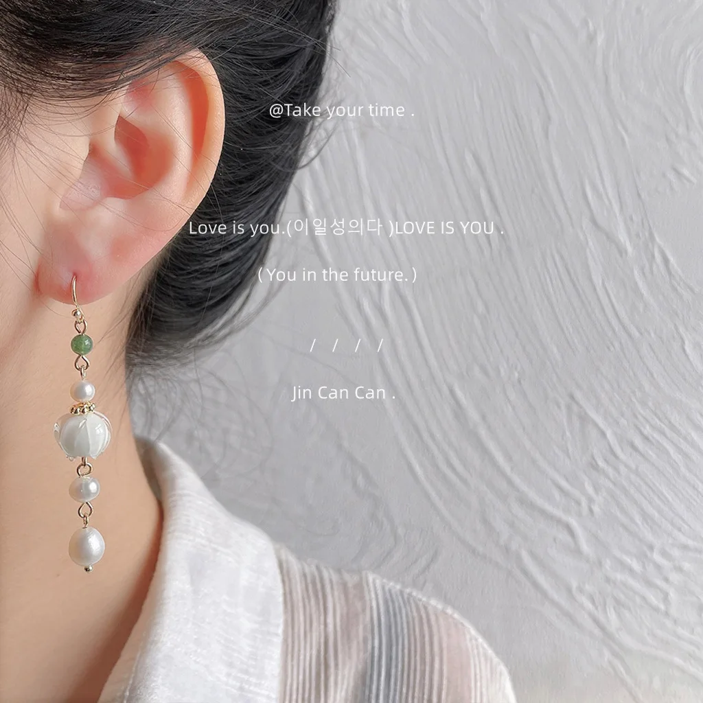 New Arrival Sweet Glass Flower 14K Gold Filled Natural Freshwater Pearl Ladies Tassels Drop Earrings Jewelry For Women Gifts