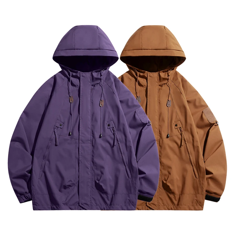 YJKVUR 2024 Autumn New Unisex Soft Shell Outdoor Hooded Jackets Men Oversize Water Repellent Rain Coats for Hiking,Golf,Travel