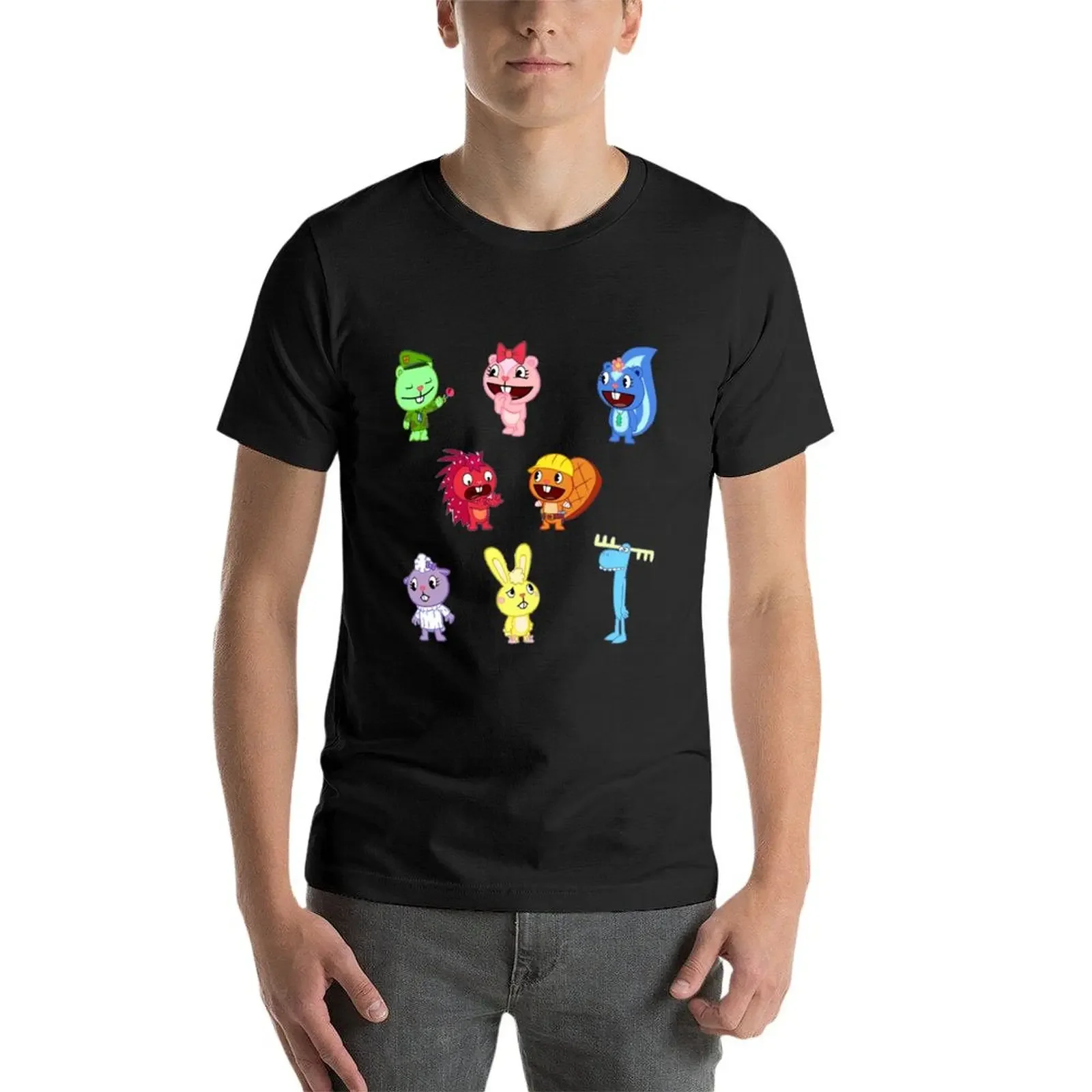 Happy Tree Friends T-Shirt Rapper Grafik-T-Shirts Kurzarm-T-Shirts Herren Grafik