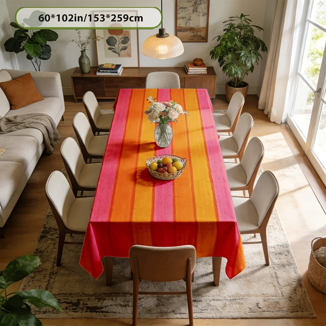 Orange polka dot patterned tablecloth, suitable for decoration on Valentine's Day, Saint Patrick's Day, Carnival, and Easter.xzj