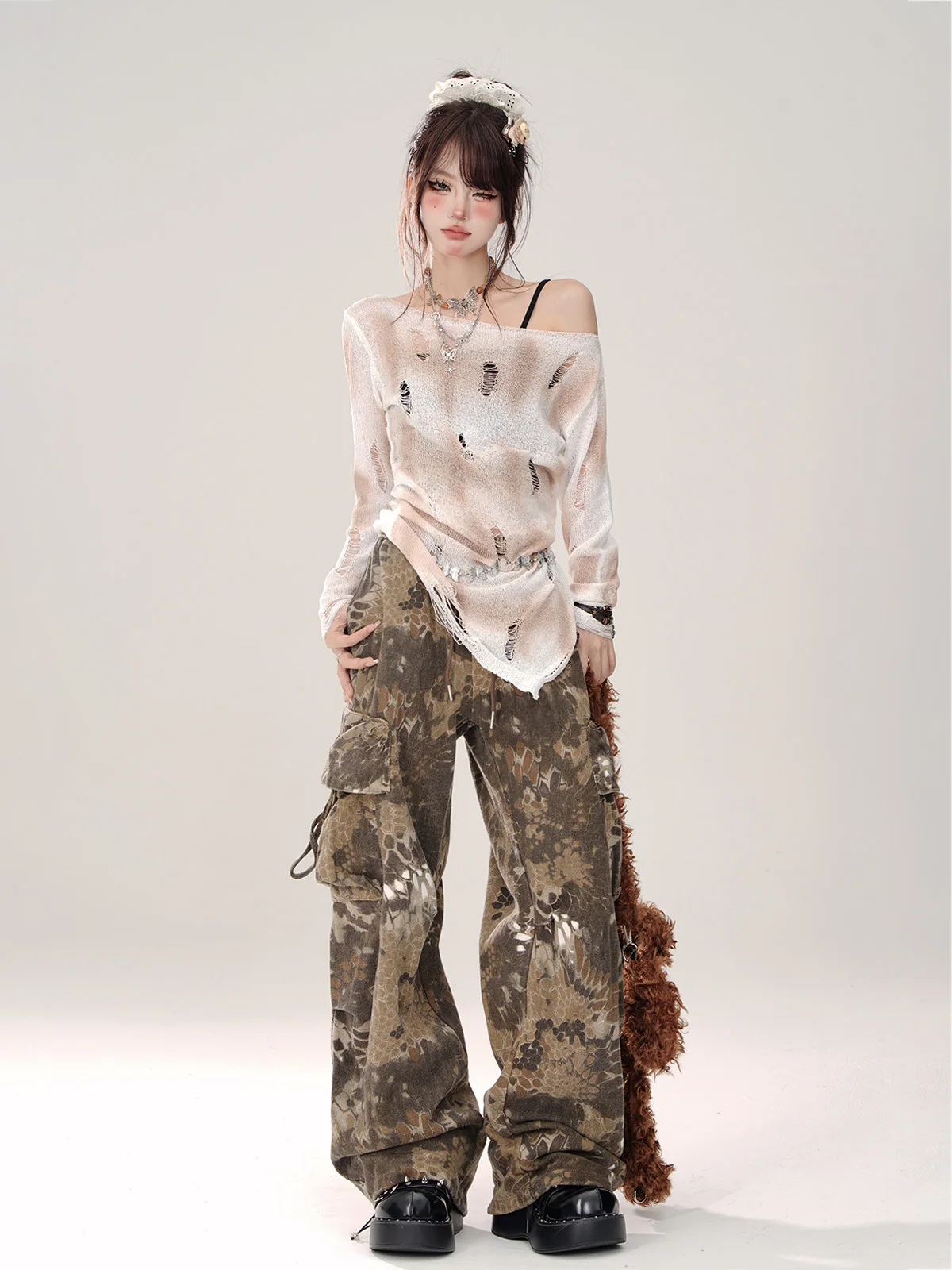 High Quality Hot Selling Wholesale Casual Snake Patterned Wide Leg Pants Women's Loose Work Pants Straight Leg Pants Streetwear