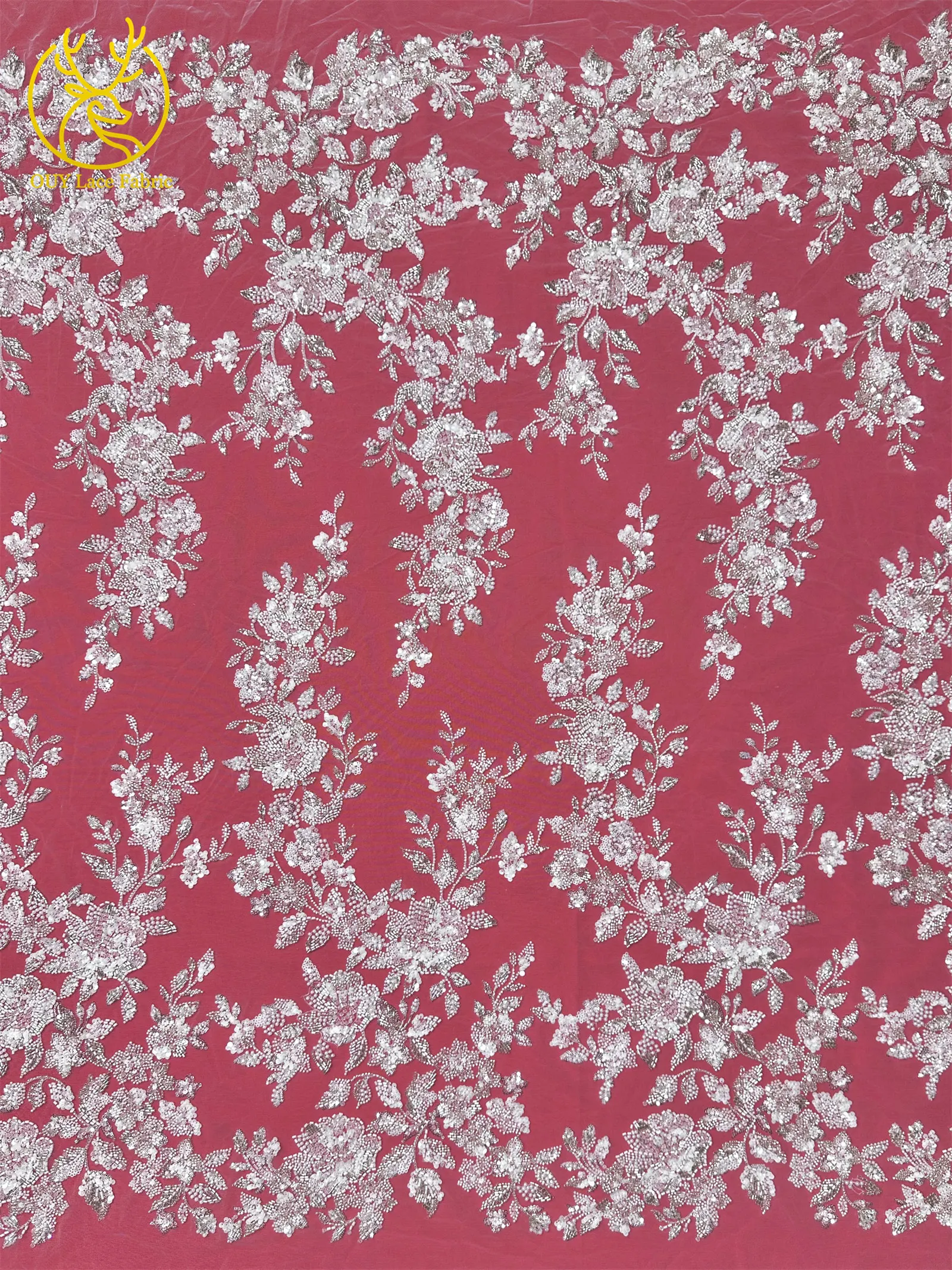 Elegantes neues Design, nigerianischer handgefertigter, stark perlenbesetzter Spitzenstoff, luxuriöse afrikanische französische Pailletten-Spitze für Damen-Partykleider zum Nähen – Detail 10