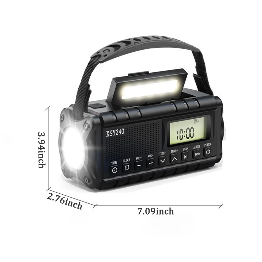 10000mAh Emergency Radio AM/FM/NOAA Solar Hand Crank Dynamo Radio Flashlight SOS Alarm Power Bank Radio de Emergencia y linterna