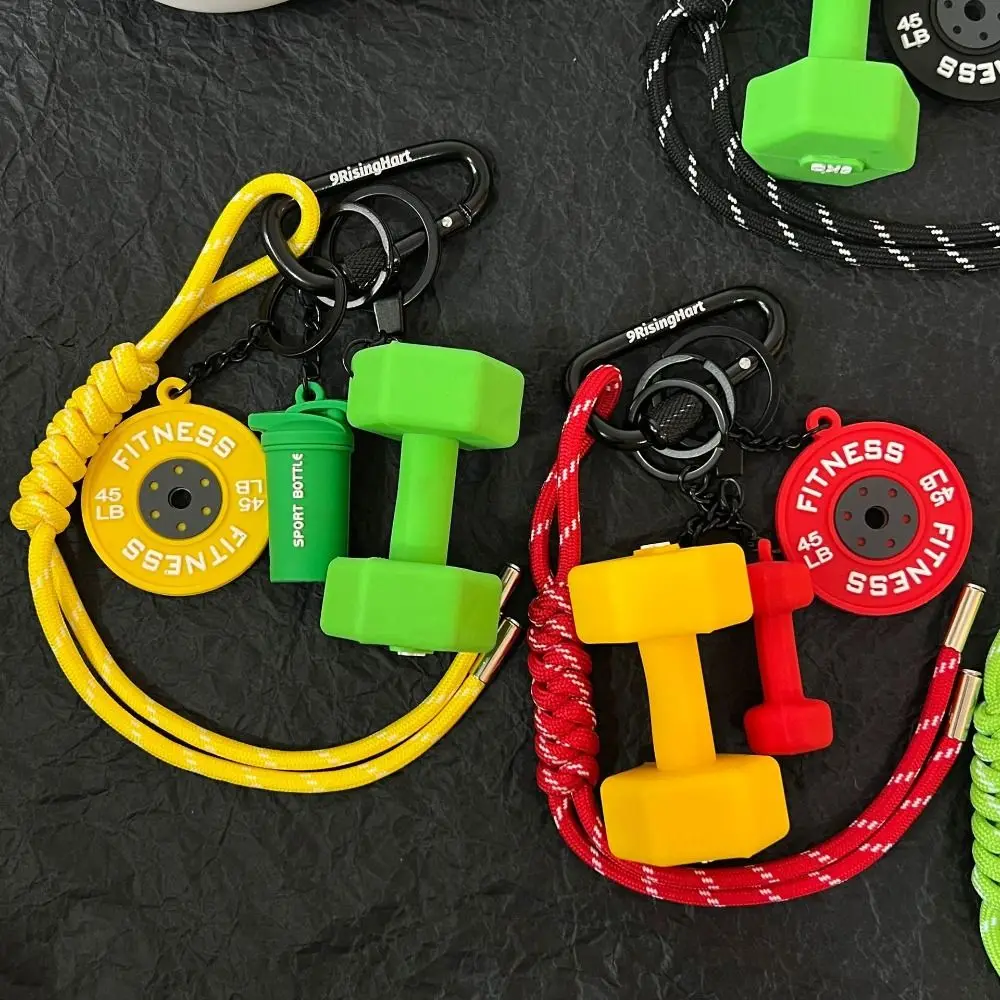 

Mini Fitness Series Pendant with D-shaped Buckle Kettlebells Barbell Plates Key Chain Colorful Bag Charm