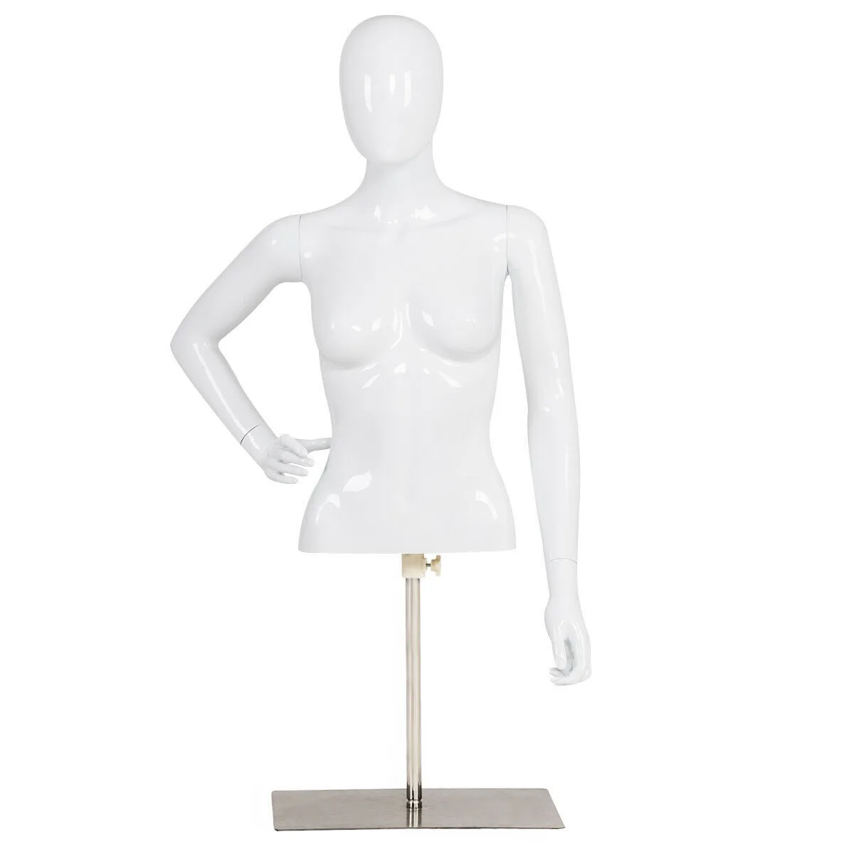 

Female Mannequin Realistic Torso Half Body Head Turn Dress Form Display w/Base