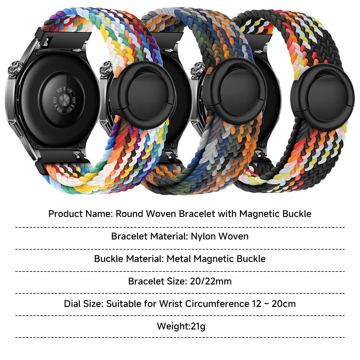 18 مللي متر 20 مللي متر 22 مللي متر مضفر النايلون حلقة حزام لهواوي ساعة GT5/GT4 برو المظلة مشبك مريح الفرقة لساعة سامسونج 7 6 5 4